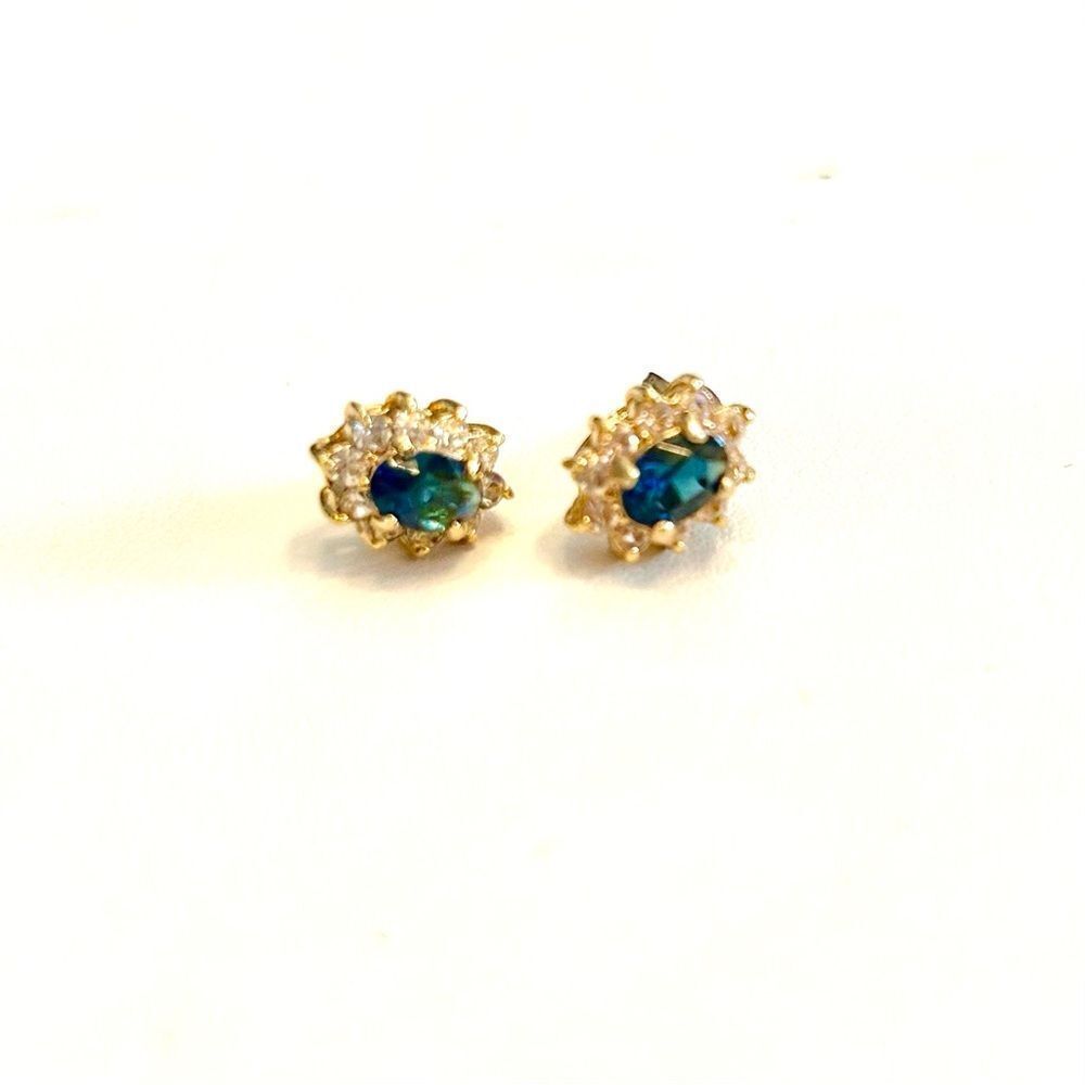 Elegant Gold and Blue Stud Earrings